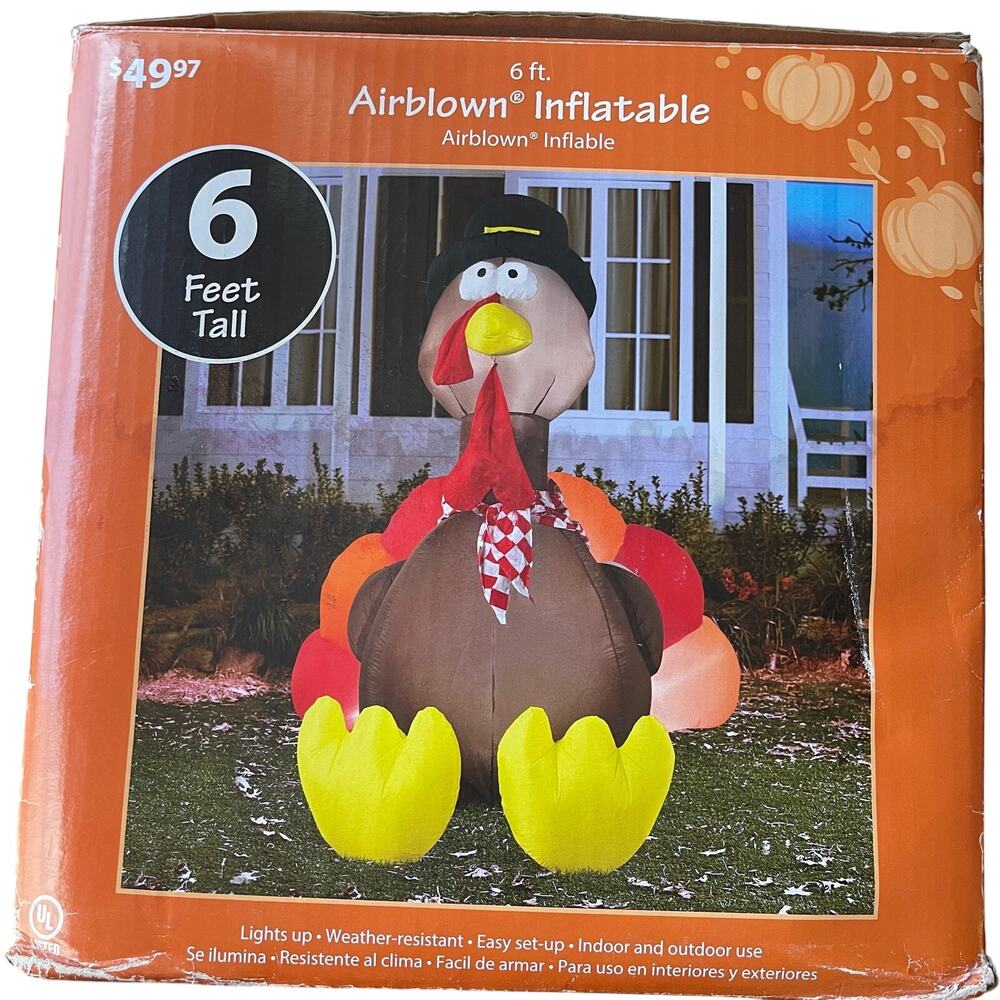 Gemmy Industries 6 Foot Inflatable Airblown 2004 Thanksgiving Turkey #25663